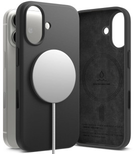 Juodas dėklas Apple iPhone 17 telefonui "Ringke Silicone Magnetic Magsafe"