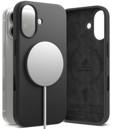 Juodas dėklas Apple iPhone 17 telefonui "Ringke Silicone Magnetic Magsafe"