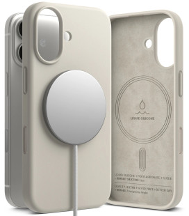 Pilkas dėklas Apple iPhone 17 telefonui "Ringke Silicone Magnetic Magsafe"