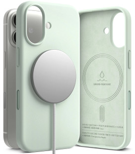 Mėtos spalvos dėklas Apple iPhone 17 telefonui "Ringke Silicone Magnetic Magsafe"