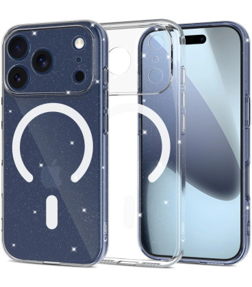 Skaidrus dėklas su blizgučiais Apple iPhone 17 Pro telefonui "Tech-Protect Flexair Magsafe Glitter"