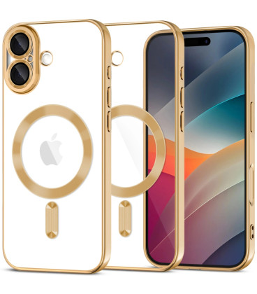 Auksinės spalvos (Shiny) / skaidrus dėklas Apple iPhone 17 telefonui "Tech-Protect MagFlex Magsafe"