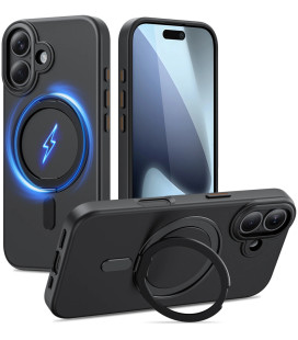 Juodas dėklas Apple iPhone 17 telefonui "Tech-Protect MagRing Magsafe"