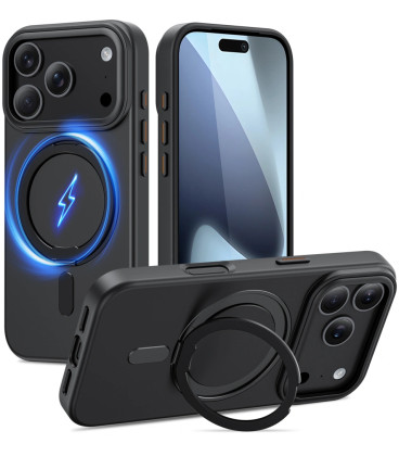Juodas dėklas Apple iPhone 17 Pro telefonui "Tech-Protect MagRing Magsafe"