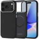 Juodas / sidabrinės spalvos dėklas Apple iPhone 17 Pro Max telefonui "Tech-Protect ION Carbon Magsafe"