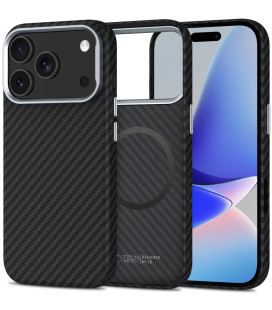 Juodas / sidabrinės spalvos dėklas Apple iPhone 17 Pro Max telefonui "Tech-Protect ION Carbon Magsafe"