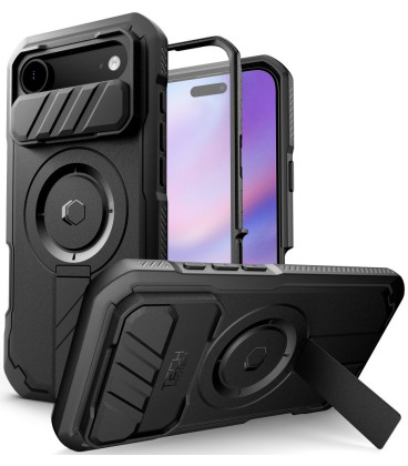 Juodas dėklas Apple iPhone 17 Air telefonui "Tech-Protect Kevlar Magsafe"