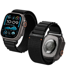 Juoda apyrankė Apple Watch 6 / 7 / 8 / 9 / 10 / SE / Ultra 1 / 2 (44 / 45 / 46 / 49 mm) laikrodžiui "Spigen WBF1 Band"