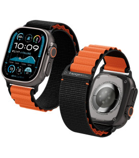 Juoda / oranžinė apyrankė Apple Watch 8 / 9 / 10 / 11 / 12 / SE / Ultra (44 / 45 / 46 / 49 mm) laikrodžiui "Spigen WBF1 Band