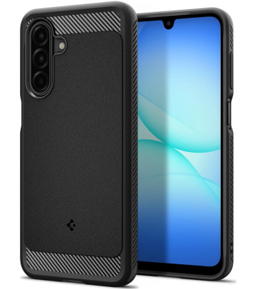 Matinis juodas dėklas Samsung Galaxy A17 / A18 4G / 5G telefonui "Spigen Rugged Armor"