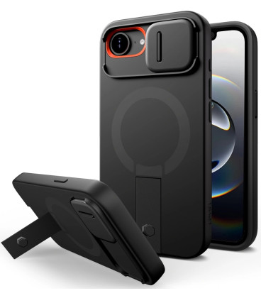 Juodas / oranžinis dėklas Apple iPhone 16E / 17E telefonui "Tech-Protect Kevlar Aura Magsafe"