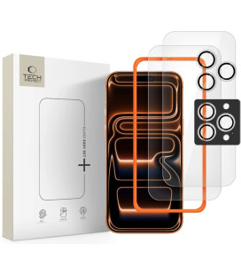 Apsauginis grūdintas stiklas + kameros apsauga Apple iPhone 16 Pro / 17 Pro telefonui "Tech-Protect Easy Set+ 3-Pack"