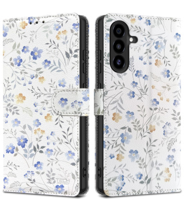 Atverčiamas dėklas Samsung Galaxy A17 4G / 5G / A26 5G telefonui "Tech-Protect Wallet Spring Flowers"