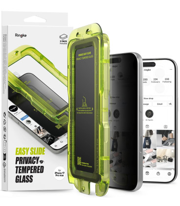 (Privacy) apsauginis grūdintas stiklas Apple iPhone 17 Pro Max telefonui "Ringke Easy Slide 2-Pack"