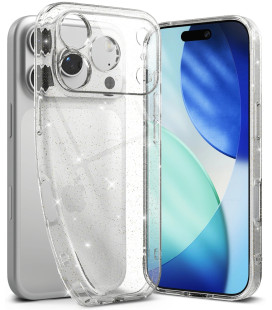 Skaidrus dėklas su blizgučiais Apple iPhone 17 Pro telefonui "Ringke Air Glitter"