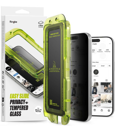 (Privacy) apsauginis grūdintas stiklas Apple iPhone 17 Pro telefonui "Ringke Easy Slide 2-Pack"