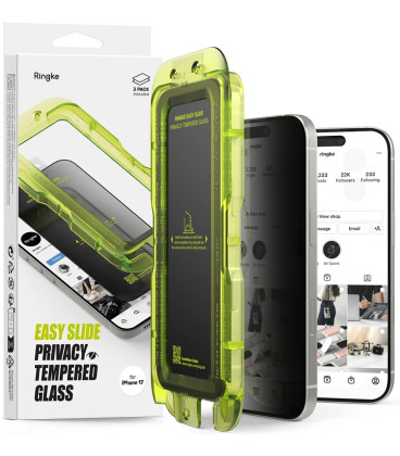 (Privacy) apsauginis grūdintas stiklas Apple iPhone 17 telefonui "Ringke Easy Slide 2-Pack"