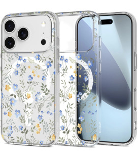 Skaidrus dėklas su gėlėmis Apple iPhone 17 Pro Max telefonui "Tech-Protect Flexair Magsafe Spring Flowers"