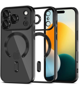 Juodas (Shiny) / skaidrus dėklas Apple iPhone 17 Pro telefonui "Tech-Protect MagFlex Magsafe"