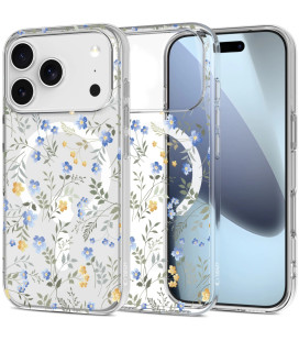 Skaidrus dėklas su gėlėmis Apple iPhone 17 Pro telefonui "Tech-Protect Flexair Magsafe Spring Flowers"