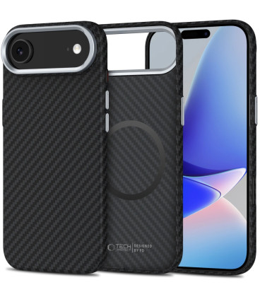 Juodas / sidabrinės spalvos dėklas Apple iPhone Air telefonui "Tech-Protect ION Carbon Magsafe"