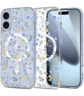 Skaidrus dėklas su gėlėmis Apple iPhone 17 telefonui "Tech-Protect Flexair Magsafe Spring Flowers"