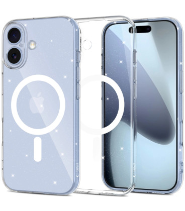 Skaidrus dėklas su blizgučiais Apple iPhone 17 telefonui "Tech-Protect Flexair Magsafe Glitter"