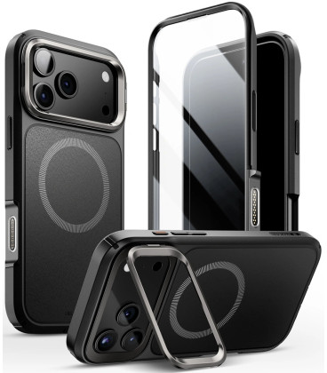 Juodas dėklas Apple iPhone 17 Pro Max telefonui "Supcase IBLSN Ares Flip MAG Magsafe"
