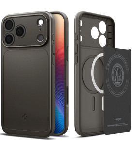 Pilkas (Gunmetal) dėklas Apple iPhone 17 Pro telefonui "Spigen Thin Fit MAG Magsafe"