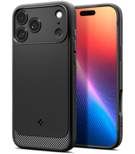 Matinis juodas dėklas Apple iPhone 17 Pro telefonui "Spigen Rugged Armor Mag Magsafe"