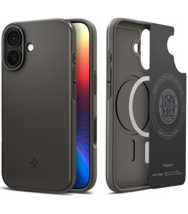 Pilkas (Gunmetal) dėklas Apple iPhone 17 telefonui "Spigen Thin Fit MAG Magsafe"