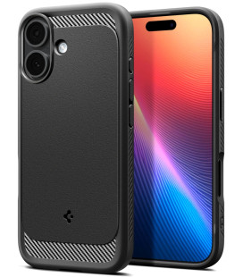 Matinis juodas dėklas Apple iPhone 17 telefonui "Spigen Rugged Armor Mag Magsafe"