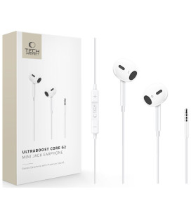 Baltos 3.5mm ausinės "Tech-Protect Ultraboost Mini Jack Earphone Core G2"