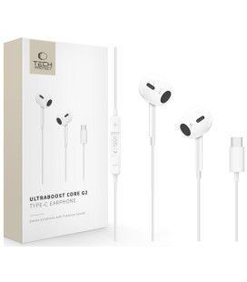 Baltos Type-C ausinės "Tech-Protect Ultraboost Earphone Core G2"