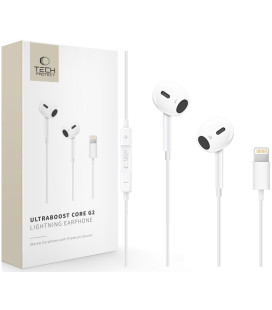 Baltos Lightning ausinės "Tech-Protect Ultraboost Earphone Core G2"