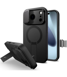 Juodas dėklas Apple iPhone 17 Pro telefonui "Tech-Protect Kevlar Aura Magsafe"