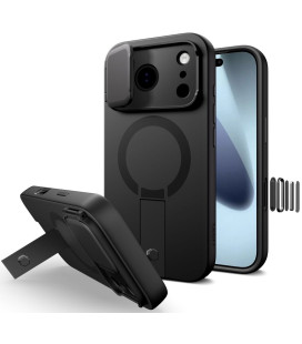 Juodas dėklas Apple iPhone 17 Pro Max telefonui "Tech-Protect Kevlar Aura Magsafe"