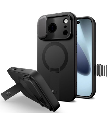 Juodas dėklas Apple iPhone 17 Pro Max telefonui "Tech-Protect Kevlar Aura Magsafe"