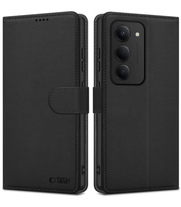 Juodas atverčiamas dėklas Xiaomi Redmi 15 4G / 5G telefonui "Tech-Protect Wallet"