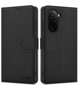 Juodas atverčiamas dėklas Xiaomi Poco M7 telefonui "Tech-Protect Wallet"