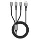 Pilkas laidas USB - (Lightning + Type-C + MicroUSB) 3A 120cm "Tech-Protect Ultraboost DNA 3in1"