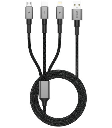 Pilkas laidas USB - (Lightning + Type-C + MicroUSB) 3A 120cm "Tech-Protect Ultraboost DNA 3in1"