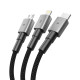 Pilkas laidas USB - (Lightning + Type-C + MicroUSB) 3A 120cm "Tech-Protect Ultraboost DNA 3in1"