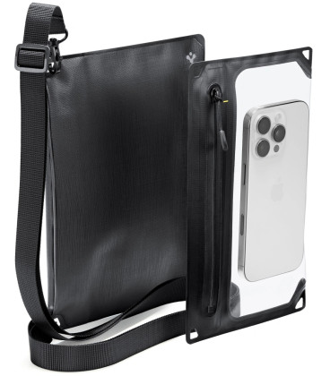 Juodas vandeniui atsparus dėklas "Spigen A640 Universal Waterproof Case Crossbag"