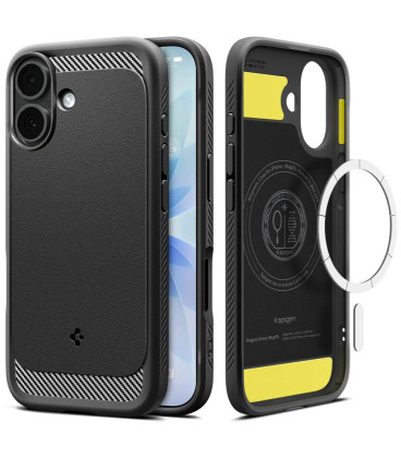 Matinis juodas dėklas Apple iPhone 17 telefonui "Spigen Rugged Armor Mag Magsafe"