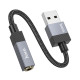 Juodas Aux USB-A - 3.5mm adapteris "Hoco UPA32D"