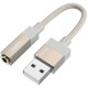 Auksinės spalvos Aux USB-A - 3.5mm adapteris "Hoco UPA32D"