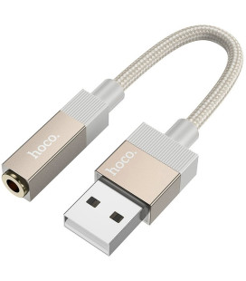 Auksinės spalvos Aux USB-A - 3.5mm adapteris "Hoco UPA32D"