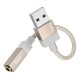 Auksinės spalvos Aux USB-A - 3.5mm adapteris "Hoco UPA32D"