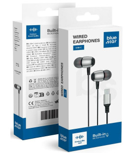 Juodos USB-C stereo ausinės su mikrofonu (DAC) "Blue Star M09C"